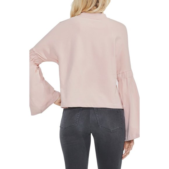 NWT Size Small Vince Camuto Pink Mock Neck Bell Sleeve Top - Picture 2 of 3